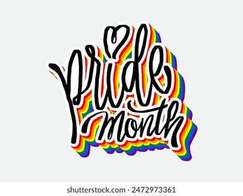 LGBT pride art on white background. template for poster, social network, banner, cards. word PRIDE for poster. LGBTQ love symbol background. Concept design.