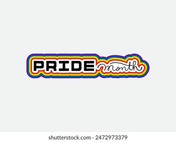 LGBT pride art on white background. template for poster, social network, banner, cards. word PRIDE for poster. LGBTQ love symbol background. Concept design.