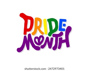 LGBT pride art on white background. template for poster, social network, banner, cards. word PRIDE for poster. LGBTQ love symbol background. Concept design.