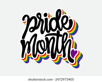 LGBT pride art on white background. template for poster, social network, banner, cards. word PRIDE for poster. LGBTQ love symbol background. Concept design.