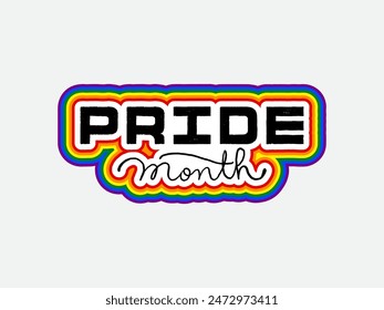 LGBT pride art on white background. template for poster, social network, banner, cards. word PRIDE for poster. LGBTQ love symbol background. Concept design.