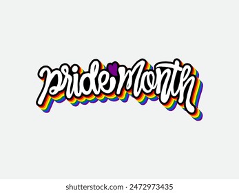 LGBT pride art on white background. template for poster, social network, banner, cards. word PRIDE for poster. LGBTQ love symbol background. Concept design.