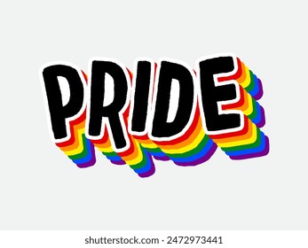 LGBT pride art on white background. template for poster, social network, banner, cards. word PRIDE for poster. LGBTQ love symbol background. Concept design.