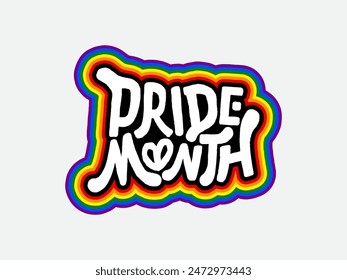 LGBT pride art on white background. template for poster, social network, banner, cards. word PRIDE for poster. LGBTQ love symbol background. Concept design.