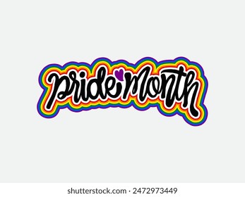 LGBT pride art on white background. template for poster, social network, banner, cards. word PRIDE for poster. LGBTQ love symbol background. Concept design.