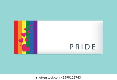 LGBT Pride Banner with Rainbow and Hearts. Love and Equality Concept Editable image.