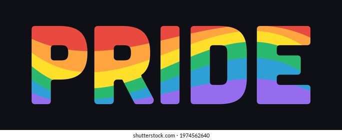 LGBT Pride Banner. Pride Text With LGBT Flag Colours. Pride Rainbow Text. 