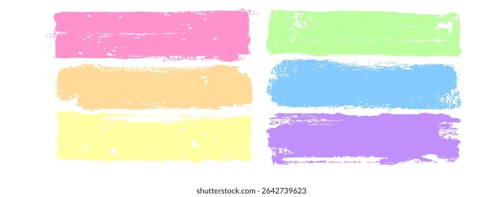 LGBT pride brush strokes. Rainbow flag vector hand drawn grunge LGBTQ background. Love symbol design elements. Celebrate Pride Month label, poster, card template. Pastel watercolor paint brushstrokes