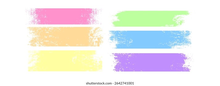 LGBT pride brush strokes. Rainbow flag vector hand drawn grunge LGBTQ background. Love symbol design elements. Celebrate Pride Month label, poster, card template. Pastel watercolor paint brushstrokes
