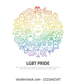 LGBT Pride Circle Concept. Vector Illustration Of Outline Design.