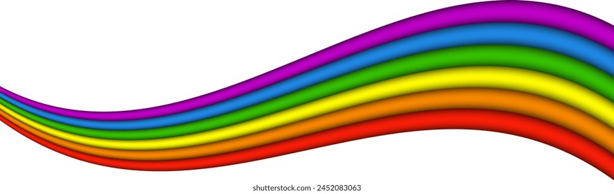 LGBT Pride color 3D Ribbon in Transparent Background. Rainbow colors, LGBTQ community, celebration, equality, diversity