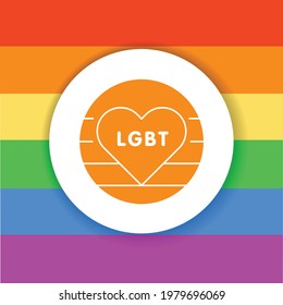 LGBT pride color glyph icon. Lesbian, Gay, Bisexual, Transgender. Rainbow badge and abbreviation concept. Human rights and tolerance. Sign for web page, mobile app, social media, logo. 