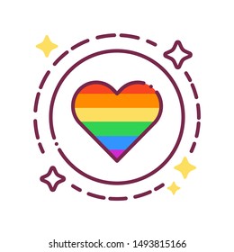 LGBT pride color line icon. Lesbian, Gay, Bisexual, Transgender. Rainbow free love concept. Human rights and tolerance. Sign for web page, mobile app, social media, logo. 