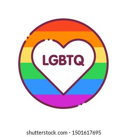 LGBT pride color line icon. Lesbian, Gay, Bisexual, Transgender. Rainbow badge and abbreviation concept. Human rights and tolerance. Sign for web page, mobile app, social media, logo. 