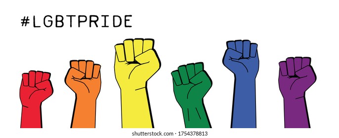 Lgbt Pride Concept with Raised Rainbow Colored Fist