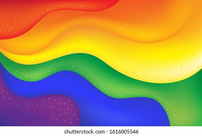 LGBT pride concept, support for Gay and Lesbian Couples,vector illustration. LGBT flag, background for design. golden little hearts