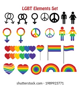 Juego de ilustraciones de elementos del Día del Orgullo LGBT