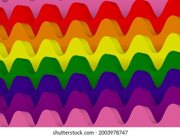 LGBT pride flag in 3d wave form background.