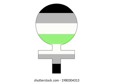 LGBT pride flag, Agender PRIDE. Multicolored peace flag movement. Original colors symbol. In the form of the sign of Venus