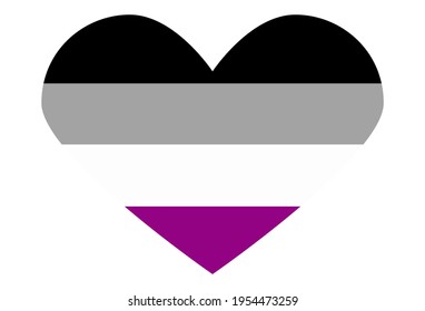 LGBT-Stolperflagge, Asexual PRIDE. Multicfarbene Friedensflaggenbewegung. Original Farbsymbol. In Herzform