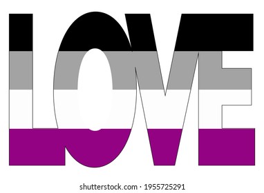 LGBT pride flag, Asexual PRIDE. Multicolored peace flag movement. Original colors symbol. In the form of the word love