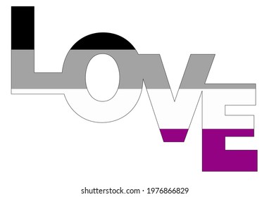 LGBT pride flag, Asexual PRIDE. Multicolored peace flag movement. Original colors symbol. In the form of the word love
