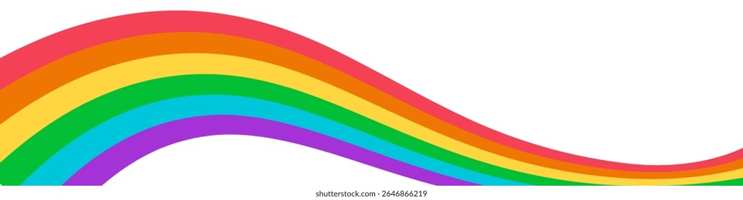 LGBT Pride Flag banner. LGBTQ Pride flag wave. Wavy rainbow ribbon in Pride parade Colors isolated on transparent background. Vector Illustration for social media Pride month designs.