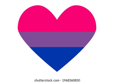 LGBT pride flag, Bisexual PRIDE. Multicolored peace flag movement. Original colors symbol. In the shape of a heart