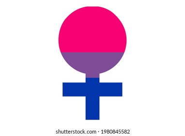 LGBT pride flag, Bisexual PRIDE. Multicolored peace flag movement. Original colors symbol. In the form of the sign of Venus