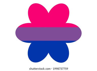 Bandera del orgullo LGBT, ORGULLO bisexual. Movimiento de bandera de la paz multicolor. Símbolo de color original. Forma de la flor