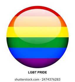 LGBT PRIDE flag button on white background