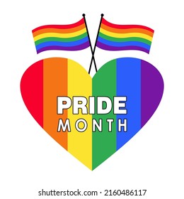La bandera del orgullo lgbt ondea sobre la imagen del corazón