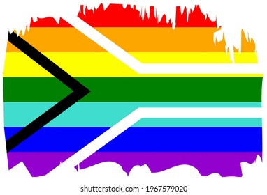 LGBT pride flag, Gay Pride Flag of South Africa. Multicolored peace flag movement. Original colors symbol.