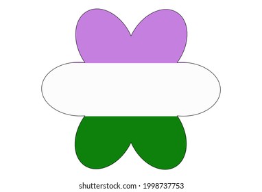 LGBT pride flag, Genderqueer PRIDE. Multicolored peace flag movement. Original colors symbol. Flower shaped