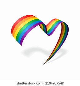 LGBT pride flag heart shaped ribbon. Vector illustration.