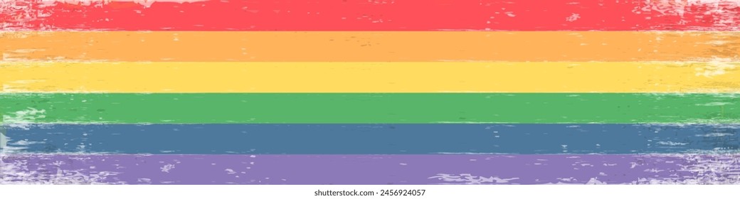 LGBT pride flag horizontal wide banner background. Rainbow pride flag include of Lesbian, gay, bisexual, and transgender flag of LGBT organization. Horizontal pride rainbow vector illustration