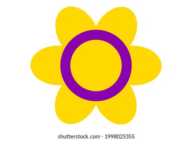 LGBT pride flag, Intersex PRIDE. Multicolored peace flag movement. Original colors symbol. Flower shaped