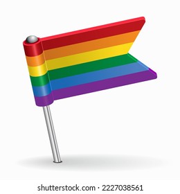 LGBT pride flag map pointer layout. Vector illustration.