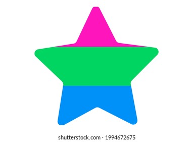 LGBT pride flag, Polisexual PRIDE. Multicolored peace flag movement. Original colors symbol. Star shaped