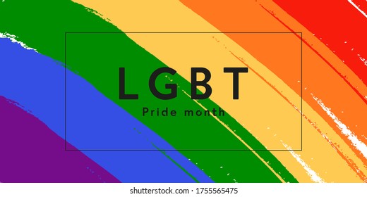 LGBT pride flag, rainbow flag background. Sexual identity pride flags set, LGBT symbols. Flag transgender, bisexual. Vector illustration. Beautiful brush strokes. 