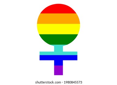 LGBT pride flag, rainbow flag background. Multicolored peace flag movement. Original colors symbol. In the form of the sign of Venus