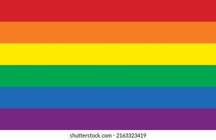 LGBT pride flag, rainbow flag background. Multicolored peace flag movement. Original colors symbol. Horizontal stripes icon. Graphic design sign mockup. 