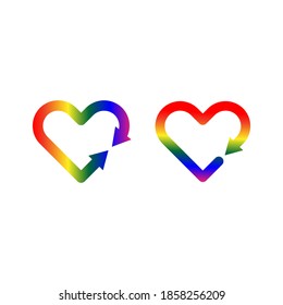 LGBT pride flag or rainbow pride flag with editable heart background.