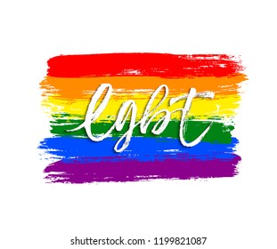 LGBT pride flag or Rainbow pride flag include of Lesbian, gay, bisexual, and transgender flag of LGBT organization.
Hand drawn vector modern calligraphy. Ink illustration.