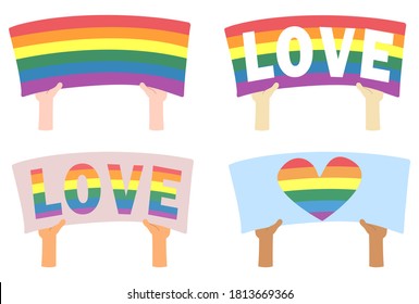 The LGBT Pride Flag or Rainbow Pride Flag includes the lesnki, gay, bisexual and transgender flag of the LGBT organization. Vector illustration