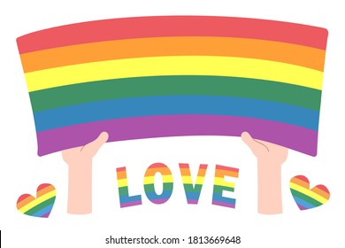 The LGBT Pride Flag or Rainbow Pride Flag includes the lesnki, gay, bisexual and transgender flag of the LGBT organization. Vector illustration
