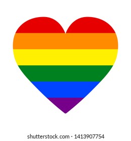 LGBT Pride Flag Or Rainbow Pride Flag On Heart Background.