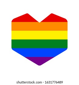 LGBT pride flag or rainbow pride flag on heart background.