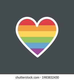 LGBT pride flag or rainbow pride flag on heart background.