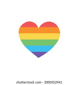LGBT pride flag or rainbow pride flag on heart background.